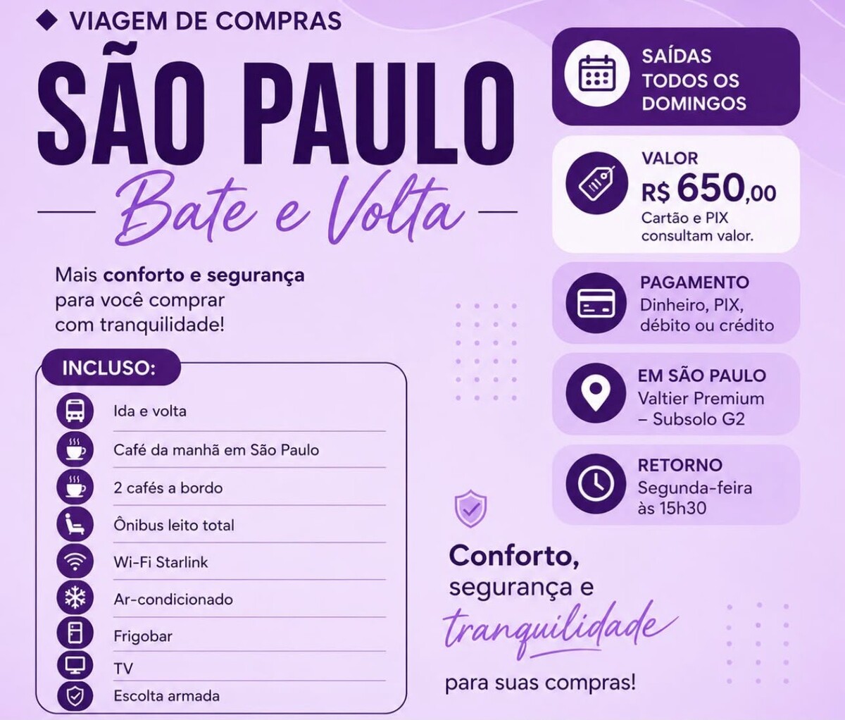 Viagem de compras São Paulo Bate-volta